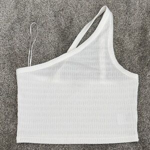 American Eagle Outfitters White One-Shoulder Crop Top